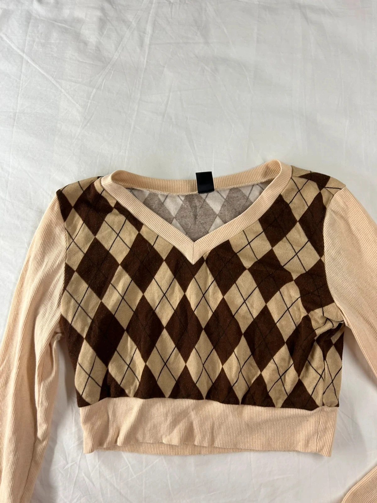 Vintage beige bruin gemotild sweatshirt – photo 5